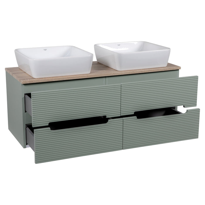 Tailored Monza Plus 1200mm 4 Drawer Fluted Wall Hung Double Vanity Unit with Countertop