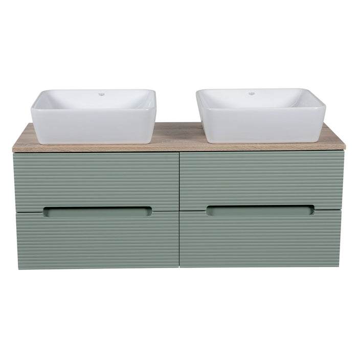 Tailored Monza Plus 1200mm 4 Drawer Fluted Wall Hung Double Vanity Unit with Countertop