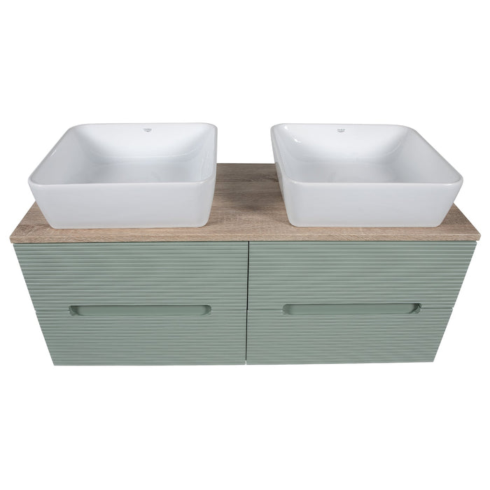 Tailored Monza Plus 1200mm 4 Drawer Fluted Wall Hung Double Vanity Unit with Countertop