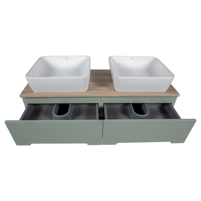Tailored Monza Plus 1200mm 4 Drawer Fluted Wall Hung Double Vanity Unit with Countertop