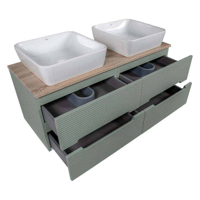 Tailored Monza Plus 1200mm 4 Drawer Fluted Wall Hung Double Vanity Unit with Countertop