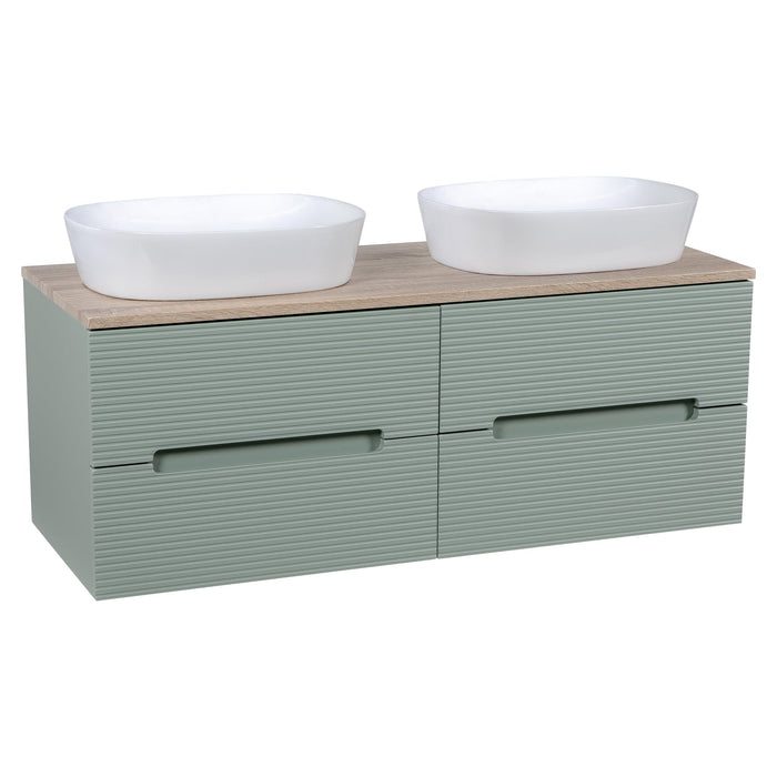 Tailored Monza Plus 1200mm 4 Drawer Fluted Wall Hung Double Vanity Unit with Countertop
