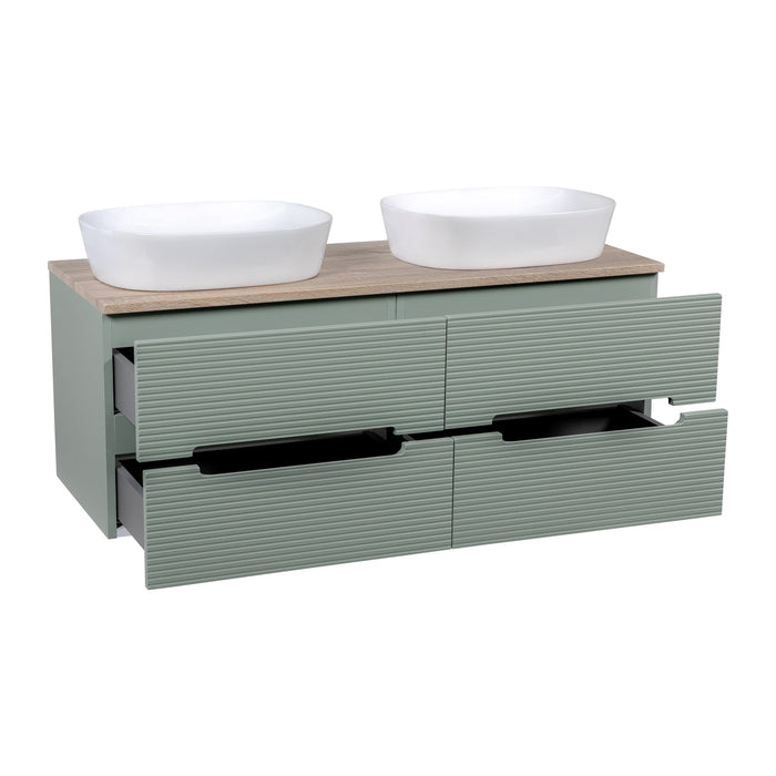 Tailored Monza Plus 1200mm 4 Drawer Fluted Wall Hung Double Vanity Unit with Countertop