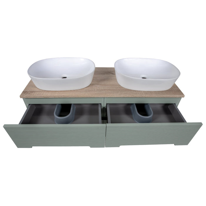 Tailored Monza Plus 1200mm 4 Drawer Fluted Wall Hung Double Vanity Unit with Countertop
