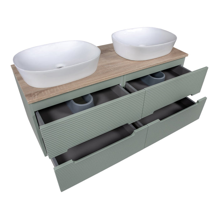 Tailored Monza Plus 1200mm 4 Drawer Fluted Wall Hung Double Vanity Unit with Countertop