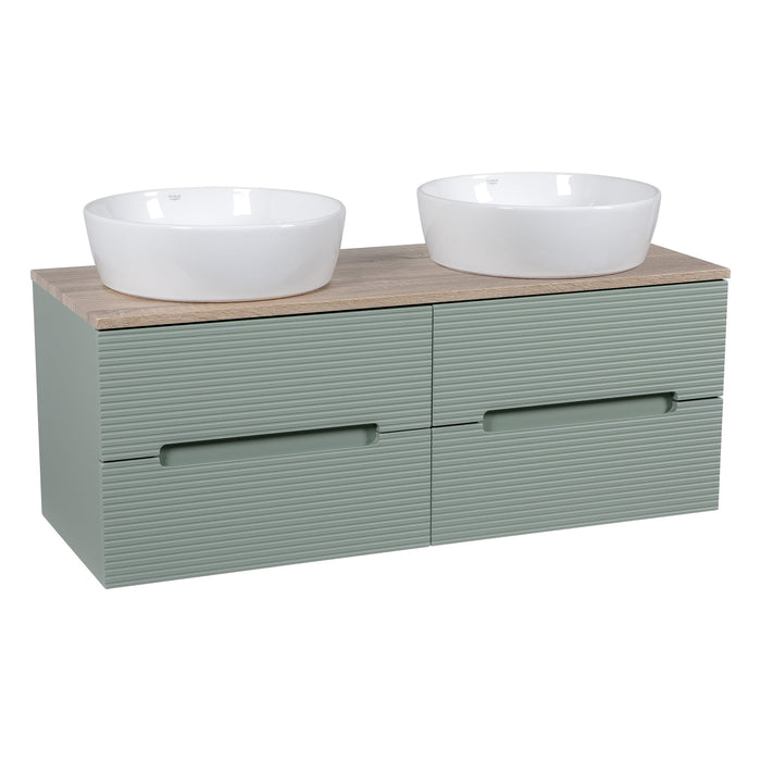 Tailored Monza Plus 1200mm 4 Drawer Fluted Wall Hung Double Vanity Unit with Countertop