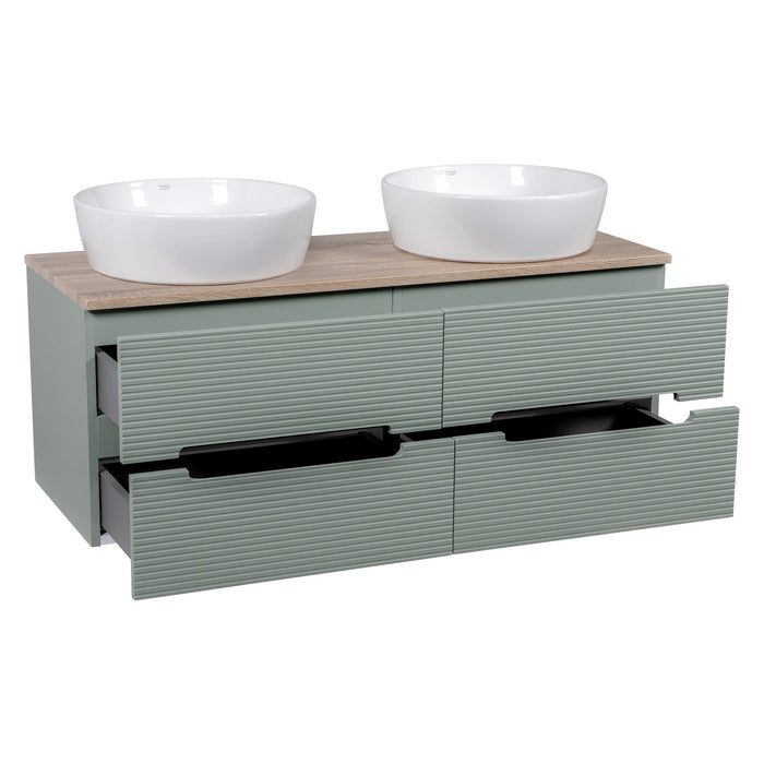 Tailored Monza Plus 1200mm 4 Drawer Fluted Wall Hung Double Vanity Unit with Countertop
