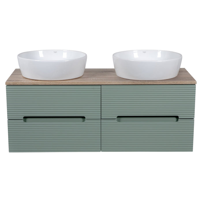 Tailored Monza Plus 1200mm 4 Drawer Fluted Wall Hung Double Vanity Unit with Countertop