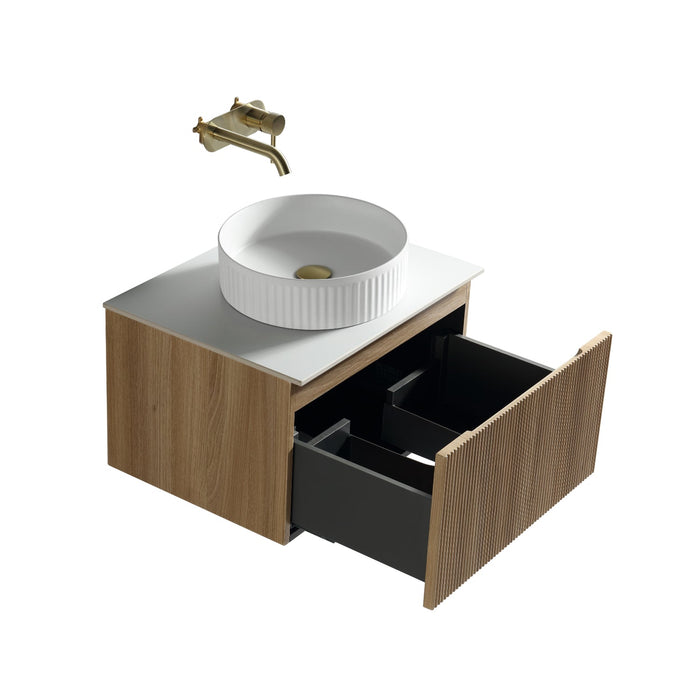 Tailored Flauto 600mm 1 Drawer Wall Hung Vanity Unit with Sintered Stone Countertop