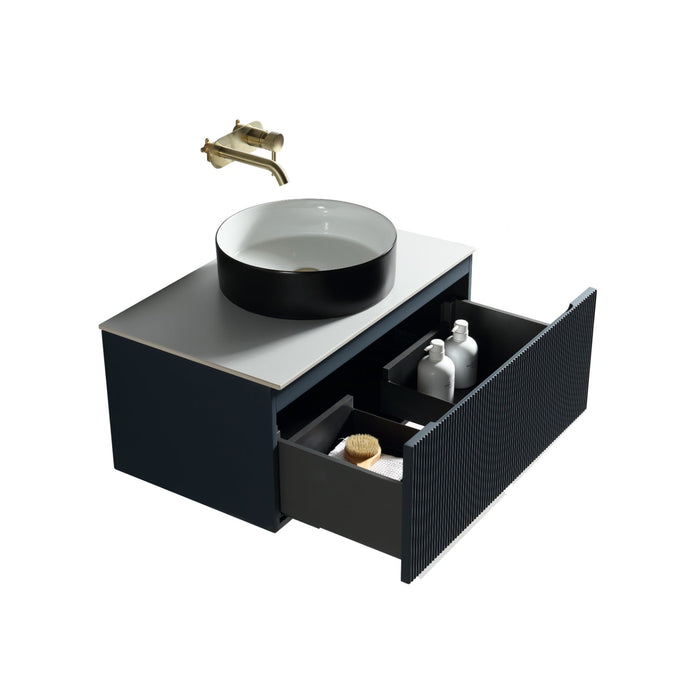 Tailored Flauto 600mm 1 Drawer Wall Hung Vanity Unit with Sintered Stone Countertop