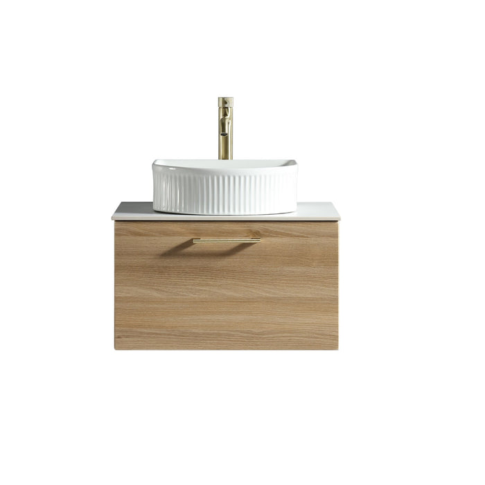 Tailored Piatta 600mm 1 Drawer Wall Hung Vanity Unit with Sintered Stone Countertop and Handle