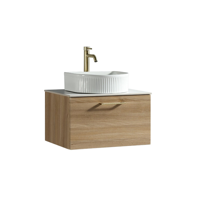 Tailored Piatta 600mm 1 Drawer Wall Hung Vanity Unit with Sintered Stone Countertop and Handle