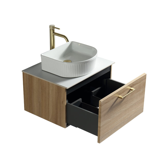 Tailored Piatta 600mm 1 Drawer Wall Hung Vanity Unit with Sintered Stone Countertop and Handle