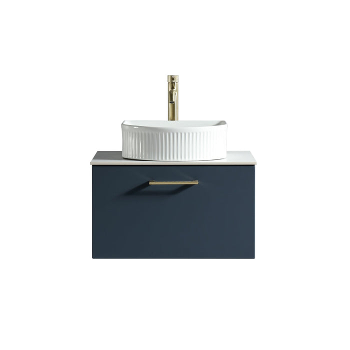 Tailored Piatta 600mm 1 Drawer Wall Hung Vanity Unit with Sintered Stone Countertop and Handle