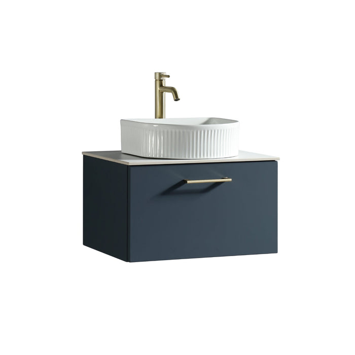Tailored Piatta 600mm 1 Drawer Wall Hung Vanity Unit with Sintered Stone Countertop and Handle