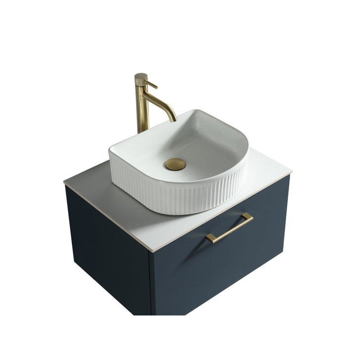 Tailored Piatta 600mm 1 Drawer Wall Hung Vanity Unit with Sintered Stone Countertop and Handle