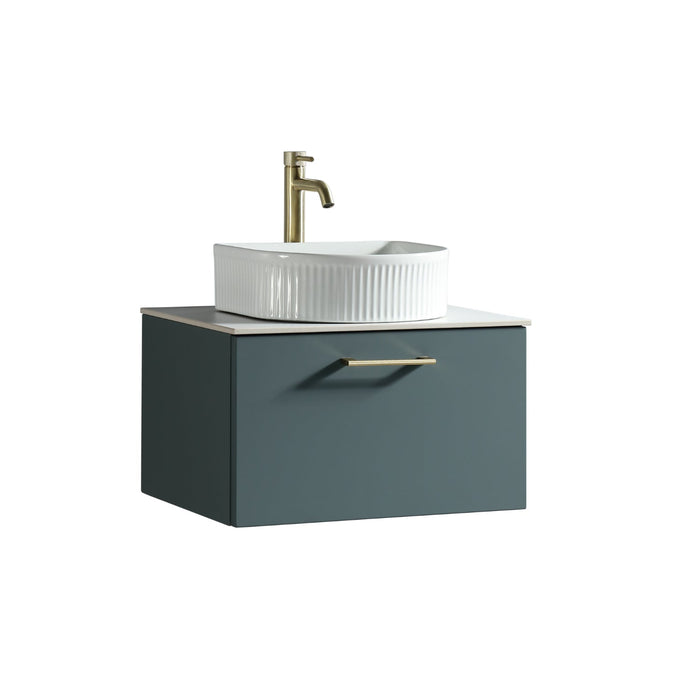 Tailored Piatta 600mm 1 Drawer Wall Hung Vanity Unit with Sintered Stone Countertop and Handle