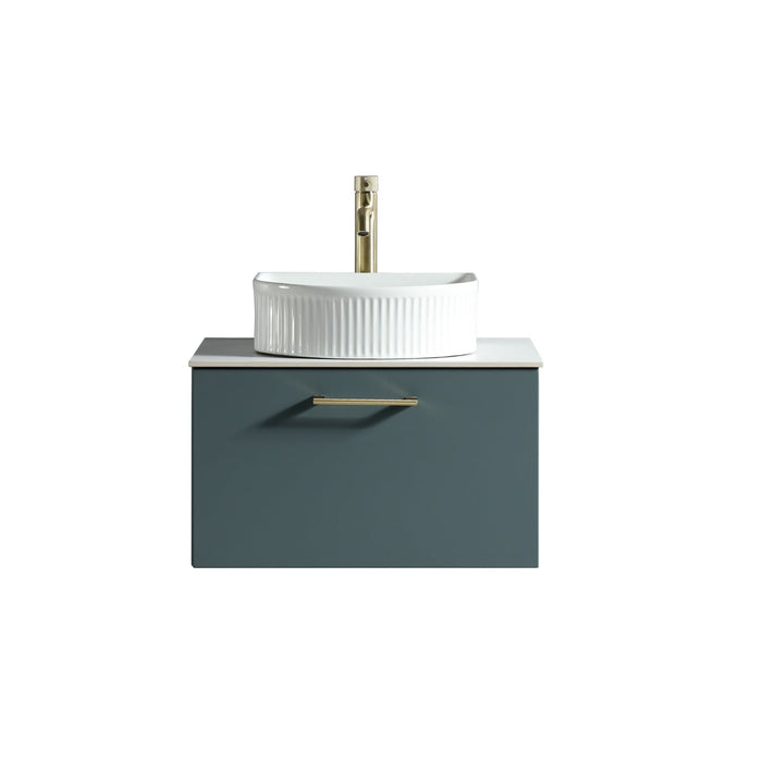 Tailored Piatta 600mm 1 Drawer Wall Hung Vanity Unit with Sintered Stone Countertop and Handle