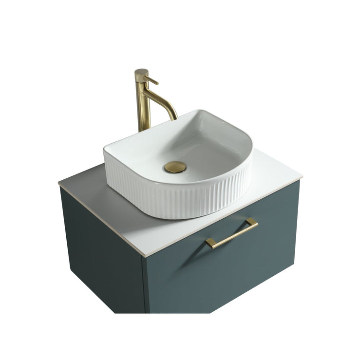 Tailored Piatta 600mm 1 Drawer Wall Hung Vanity Unit with Sintered Stone Countertop and Handle