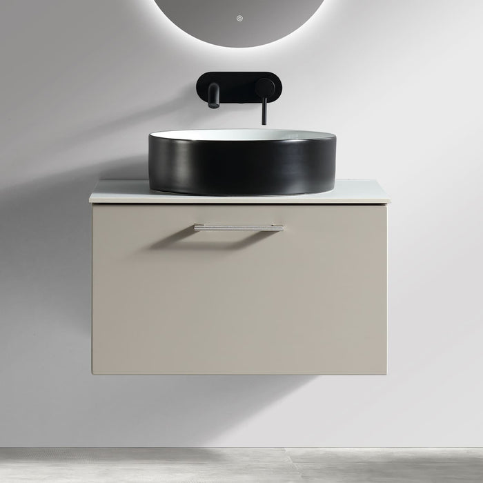 Tailored Piatta 600mm 1 Drawer Wall Hung Vanity Unit with Sintered Stone Countertop and Handle