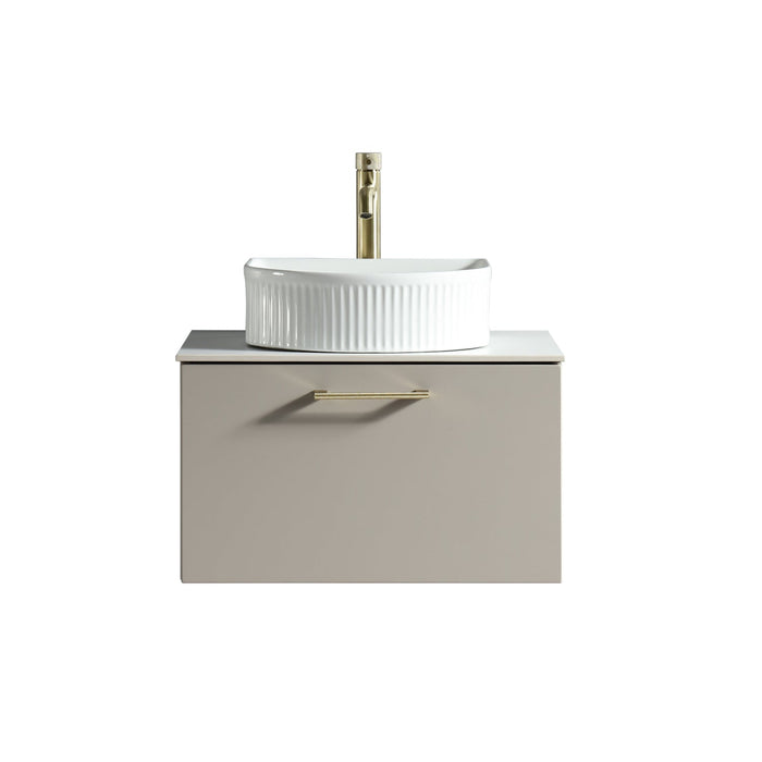Tailored Piatta 600mm 1 Drawer Wall Hung Vanity Unit with Sintered Stone Countertop and Handle