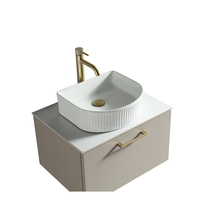 Tailored Piatta 600mm 1 Drawer Wall Hung Vanity Unit with Sintered Stone Countertop and Handle