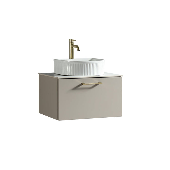 Tailored Piatta 600mm 1 Drawer Wall Hung Vanity Unit with Sintered Stone Countertop and Handle