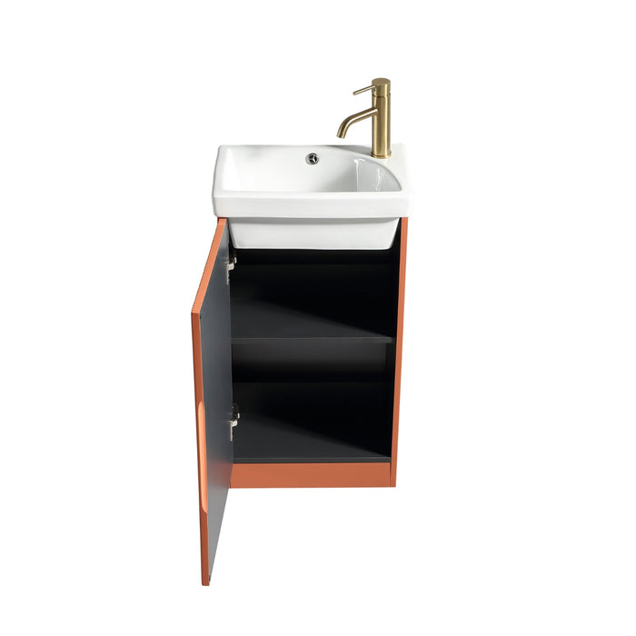 Tailored Flauto Mini 1 Door Cloakroom Floorstanding Vanity Unit with Ceramic Basin