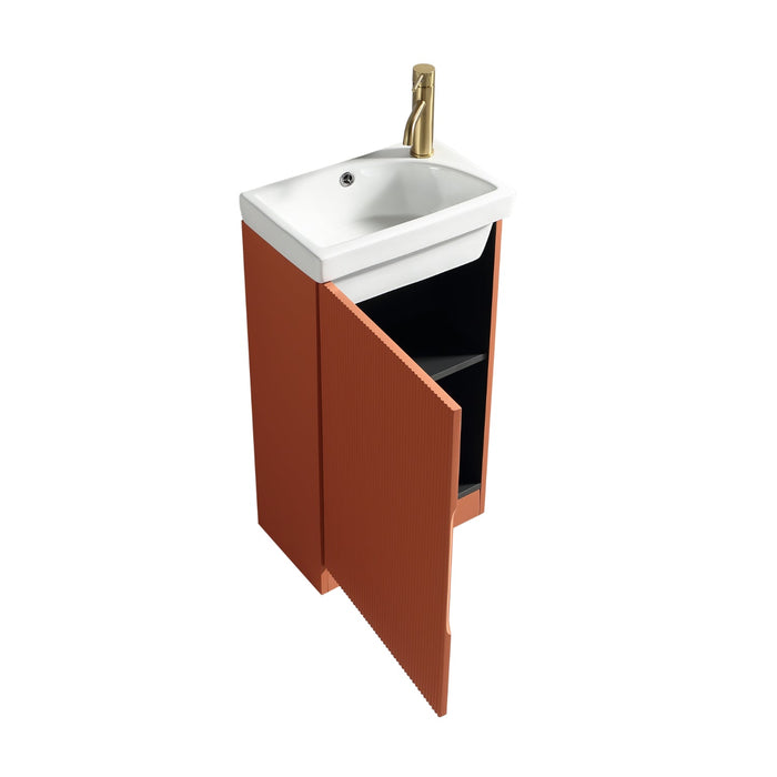 Tailored Flauto Mini 1 Door Cloakroom Floorstanding Vanity Unit with Ceramic Basin