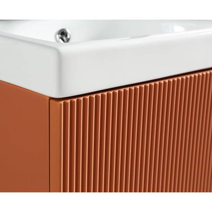Tailored Flauto Mini 1 Door Cloakroom Wall Hung Vanity Unit with Ceramic Basin