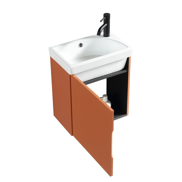Tailored Flauto Mini 1 Door Cloakroom Wall Hung Vanity Unit with Ceramic Basin