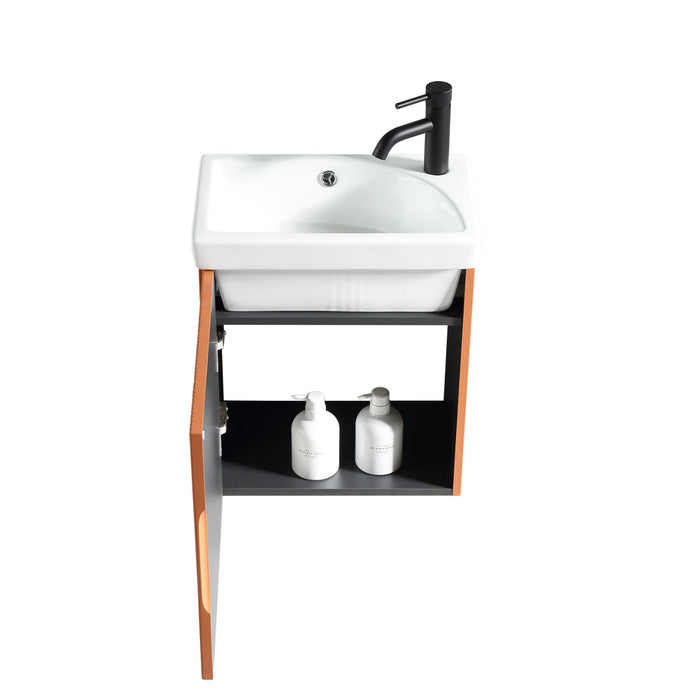 Tailored Flauto Mini 1 Door Cloakroom Wall Hung Vanity Unit with Ceramic Basin