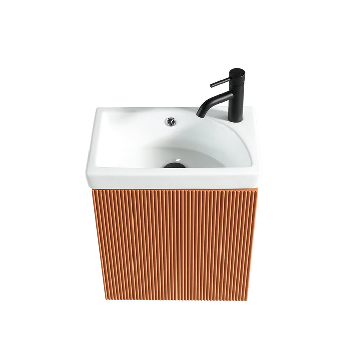 Tailored Flauto Mini 1 Door Cloakroom Wall Hung Vanity Unit with Ceramic Basin