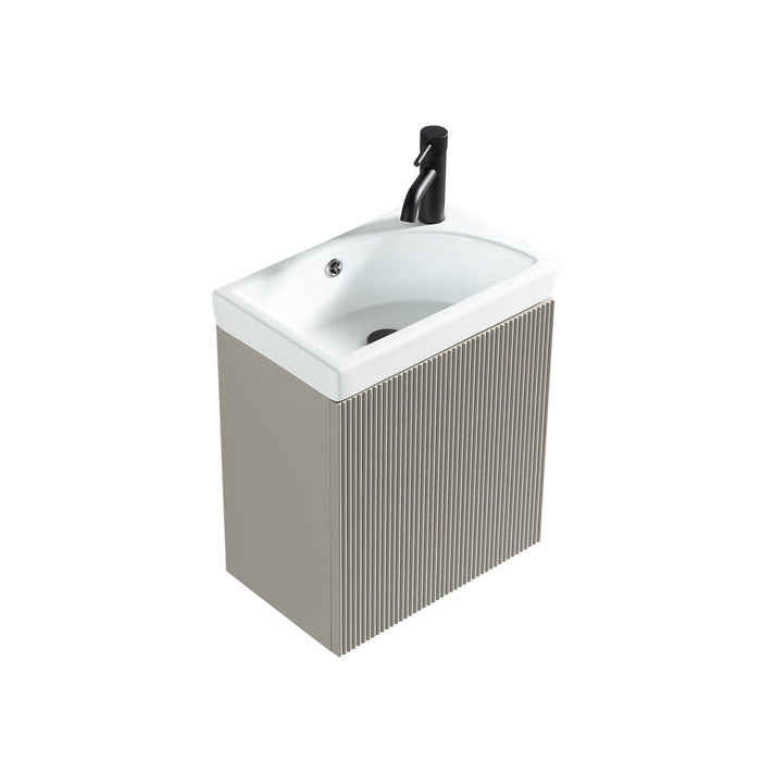 Tailored Flauto Mini 1 Door Cloakroom Wall Hung Vanity Unit with Ceramic Basin