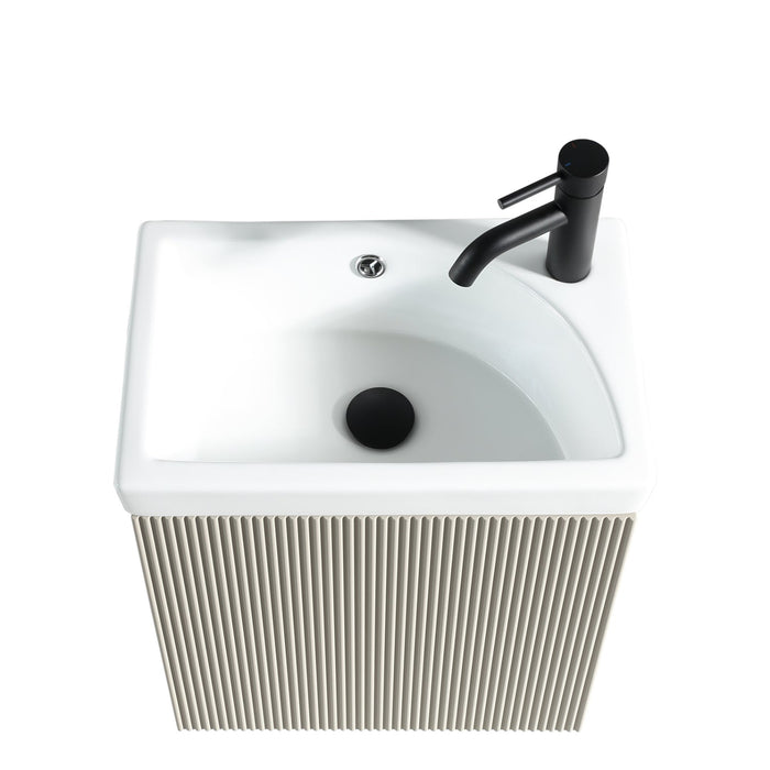 Tailored Flauto Mini 1 Door Cloakroom Wall Hung Vanity Unit with Ceramic Basin