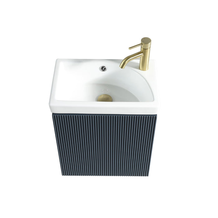 Tailored Flauto Mini 1 Door Cloakroom Wall Hung Vanity Unit with Ceramic Basin