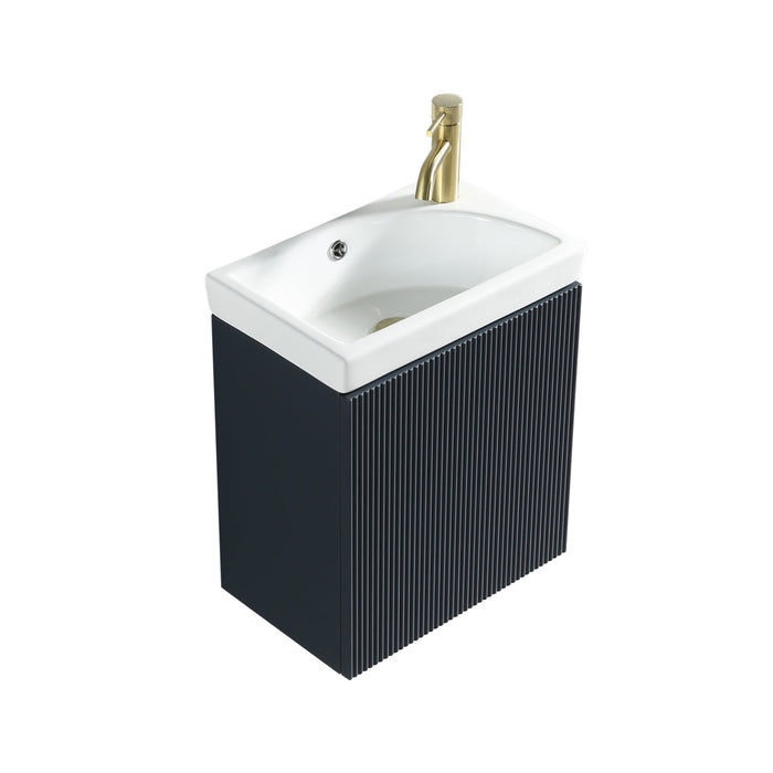 Tailored Flauto Mini 1 Door Cloakroom Wall Hung Vanity Unit with Ceramic Basin