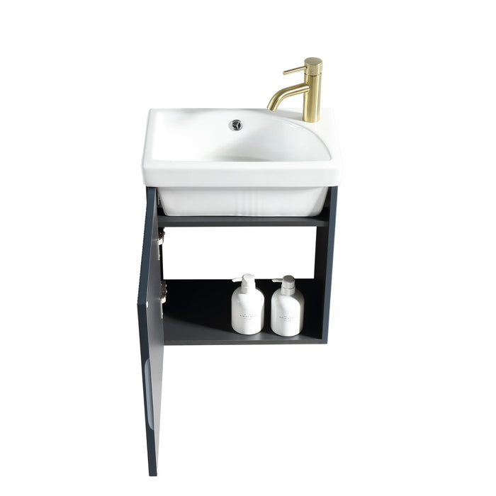 Tailored Flauto Mini 1 Door Cloakroom Wall Hung Vanity Unit with Ceramic Basin