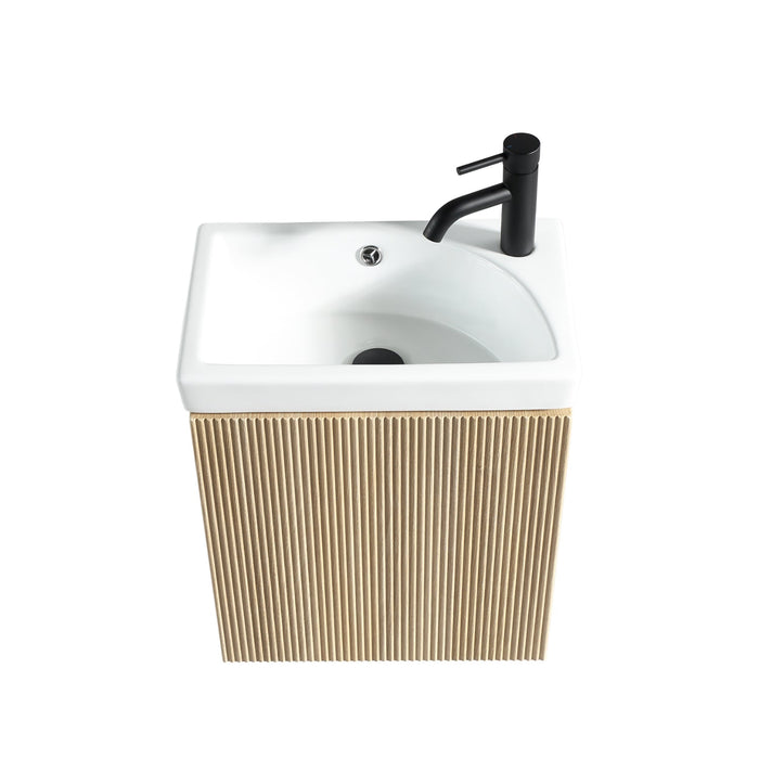 Tailored Flauto Mini 1 Door Cloakroom Wall Hung Vanity Unit with Ceramic Basin