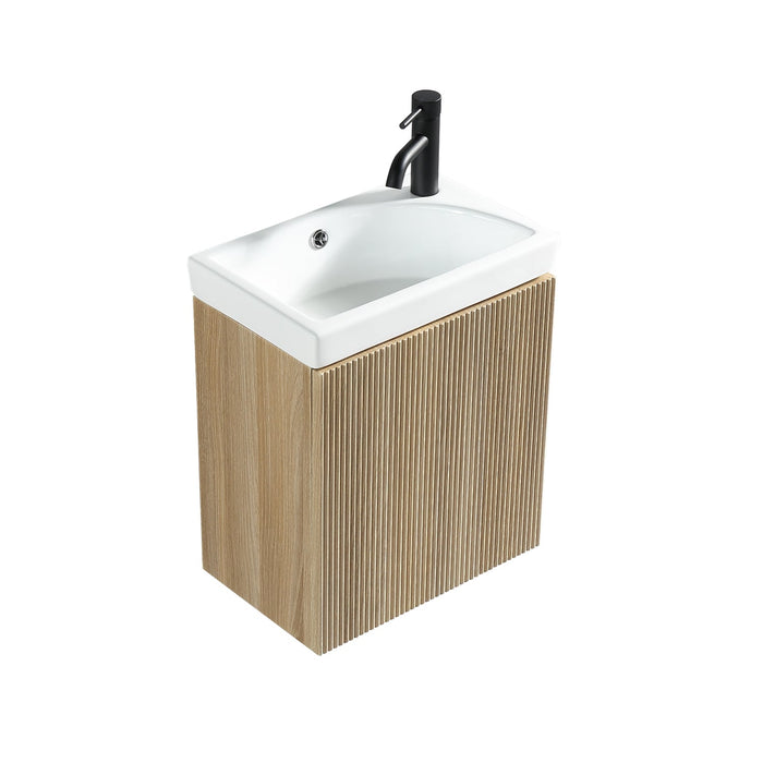 Tailored Flauto Mini 1 Door Cloakroom Wall Hung Vanity Unit with Ceramic Basin