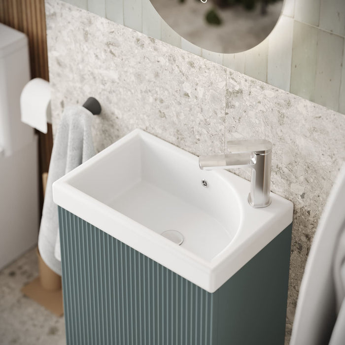 Tailored Flauto Mini 1 Door Cloakroom Wall Hung Vanity Unit with Ceramic Basin