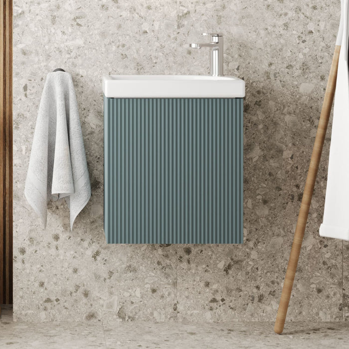 Tailored Flauto Mini 1 Door Cloakroom Wall Hung Vanity Unit with Ceramic Basin