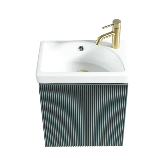 Tailored Flauto Mini 1 Door Cloakroom Wall Hung Vanity Unit with Ceramic Basin