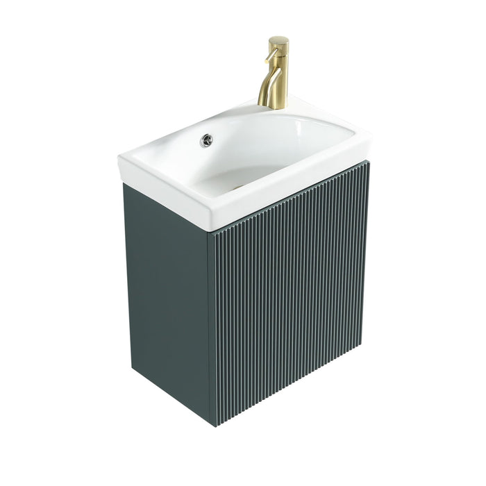 Tailored Flauto Mini 1 Door Cloakroom Wall Hung Vanity Unit with Ceramic Basin