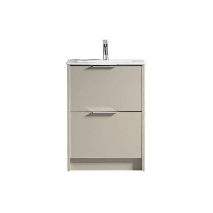 Tailored Sora 600mm 2 Drawer Floorstanding Vanity Unit with Ceramic Gloss Basin & Handles