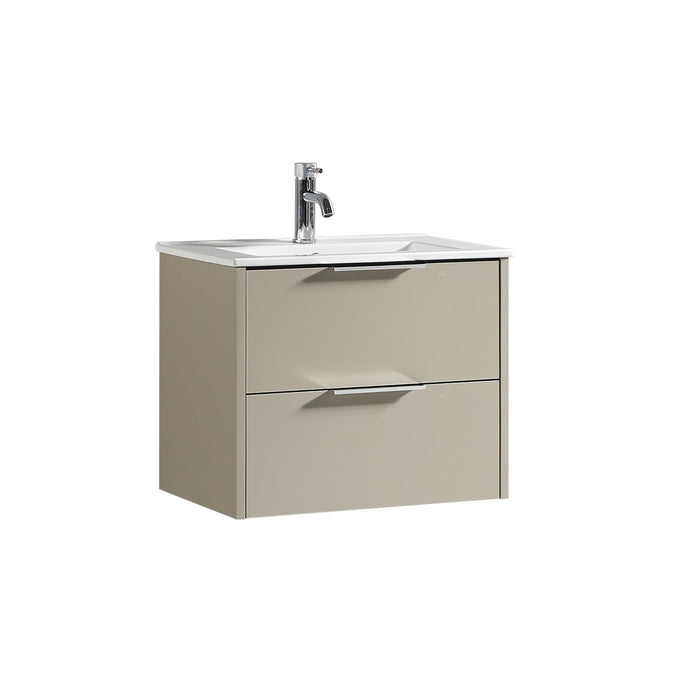 Tailored Sora 600mm 2 Drawer Wall Hung Vanity Unit with Ceramic Gloss Basin & Handles