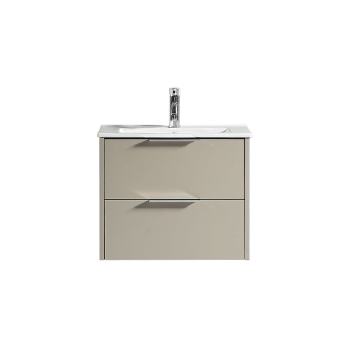 Tailored Sora 600mm 2 Drawer Wall Hung Vanity Unit with Ceramic Gloss Basin & Handles