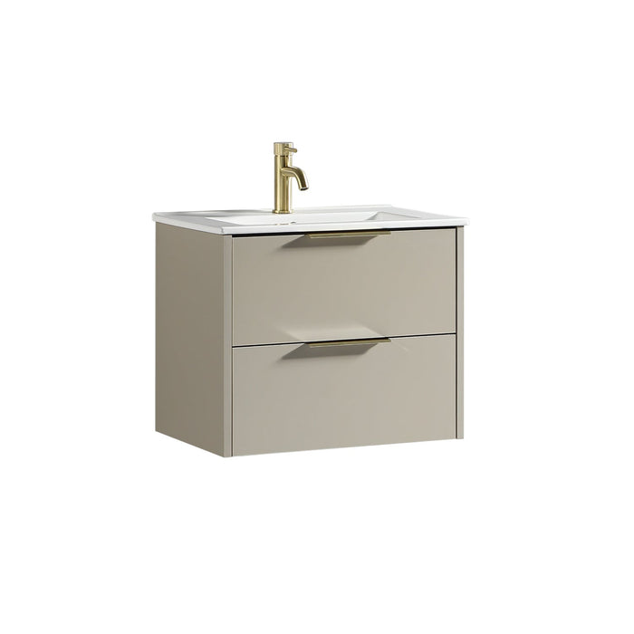 Tailored Sora 600mm 2 Drawer Wall Hung Vanity Unit with Ceramic Gloss Basin & Handles