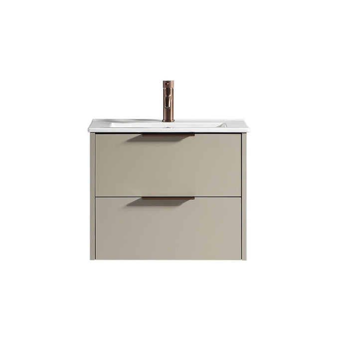 Tailored Sora 600mm 2 Drawer Wall Hung Vanity Unit with Ceramic Gloss Basin & Handles