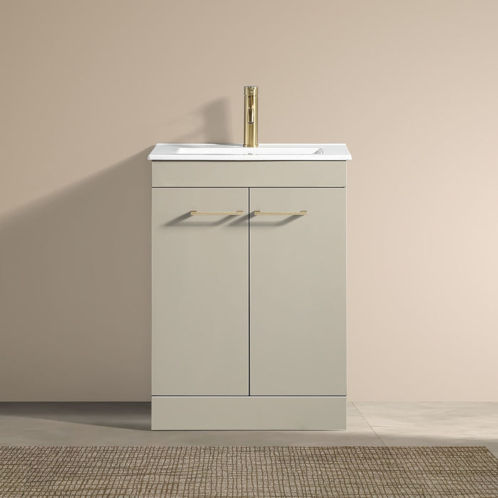 Tailored Sora 600mm 2 Door Floorstanding Vanity Unit with Ceramic Gloss Basin & Handles